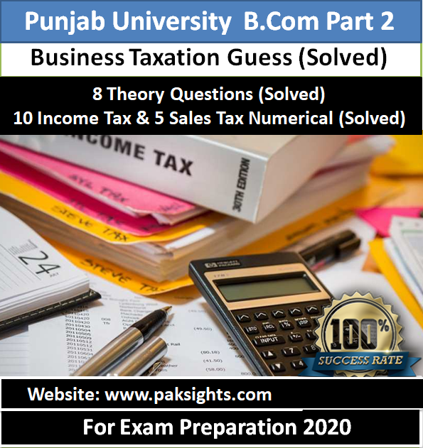 business taxation guess papers bcom part 2