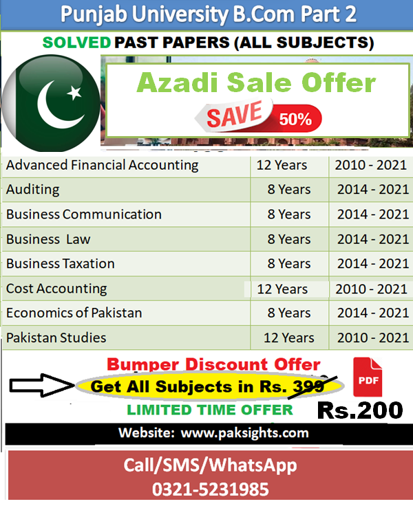 Associate Degree in Commerce ADC​ Economics of Pakistan ​​Solved Past Papers 2014-2021